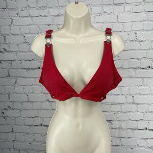 Ree Bees Swimwear Red Bikini Top Swimsuit Overall Closure Size Large L